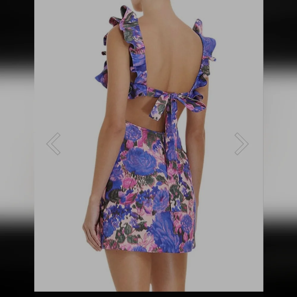 Zimmermann Floral Ruffle Dress in Blue and Pink - Picture 3 of 7